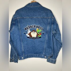 Warner Bros. Blue Denim Jean Jacket with Cartoon Patch